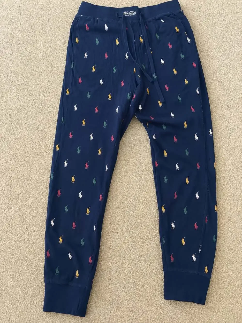 Polo Ralph Lauren Men's All-Over Multi-Colored Pony Logo Jersey Sleep Jogger Pan